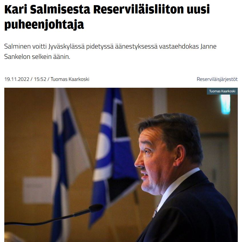 Kari Salminen Reserviläisliiton puheenjohtajaksi